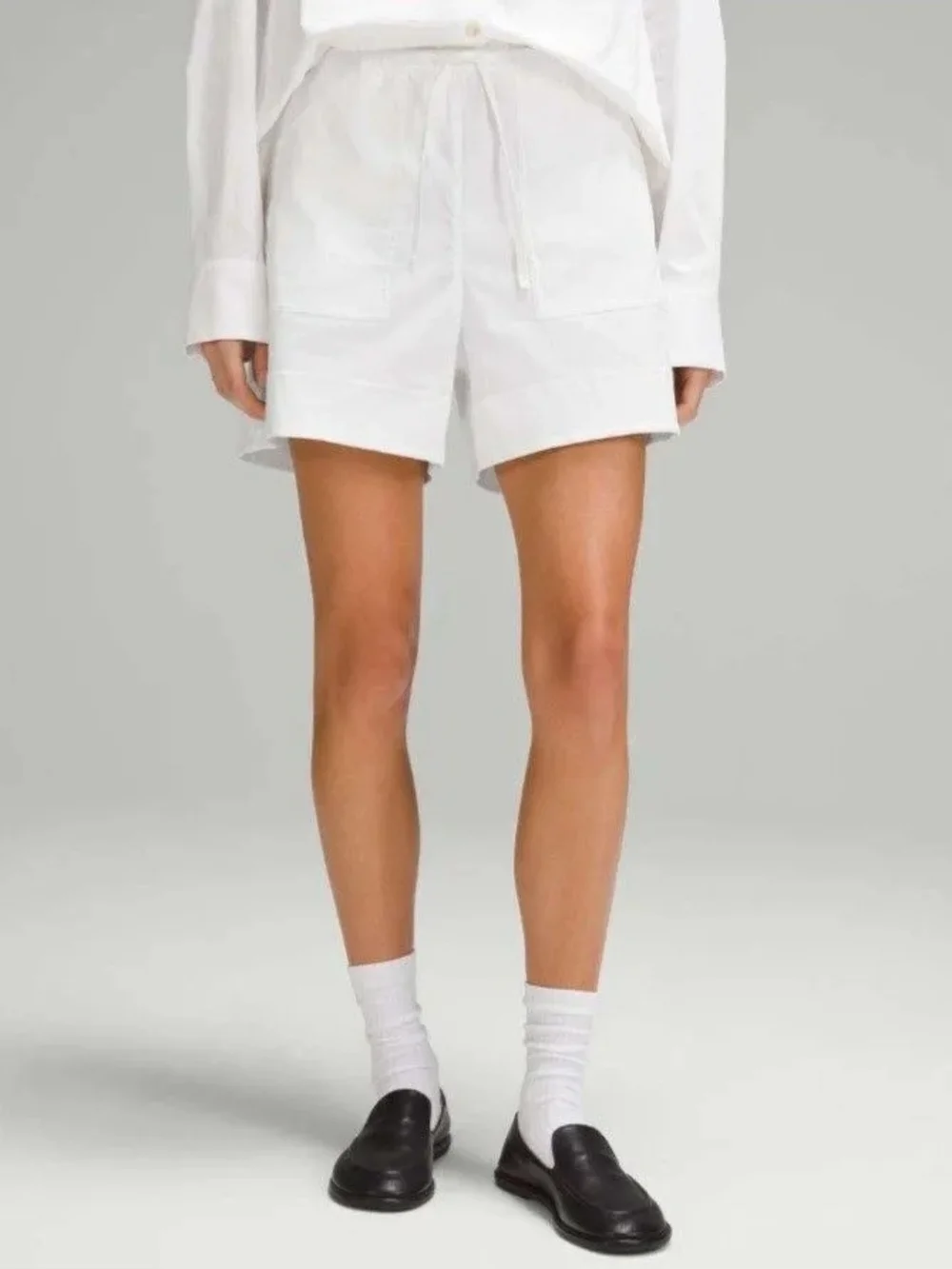 NWT Lululemon Cotton-Blend Poplin High-Rise Short 4" White Size M - Picture 1 of 5